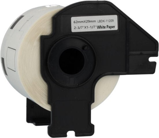 Huismerk label tape voor Brother DK-11209 zwart op wit