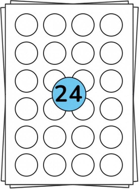 Huismerk voor A4 stickervellen 24 stuks rond