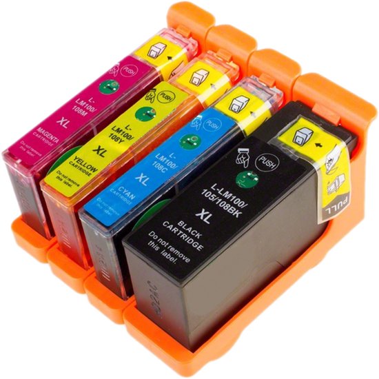 Huismerk Lexmark 100XL Inktcartridges Multipack – Zwart, Cyaan, Magenta, Geel – Compatibel met Pinnacle Pro901, Interact S605 – Voordelige printoplossing.
